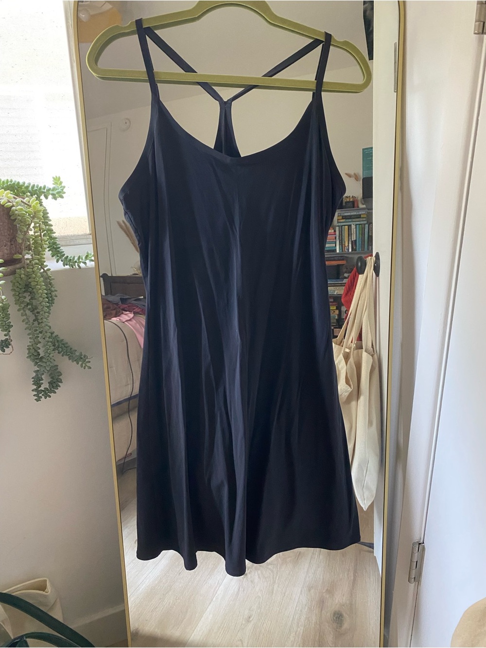Outdoor Voices Black Mini Slip Dress with Strappy Back